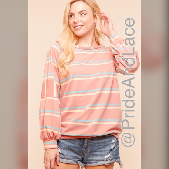 LAST 3️⃣ 🌸Pink Multi Stripe Sweater🌸 - Picture 3 of 4